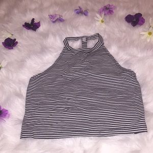 Black and white striped halter crop top❤️